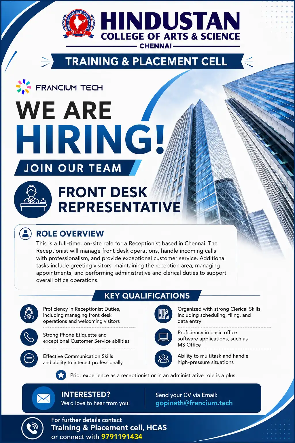 Francium Tech Recruitment Drive -Front Desk Representative