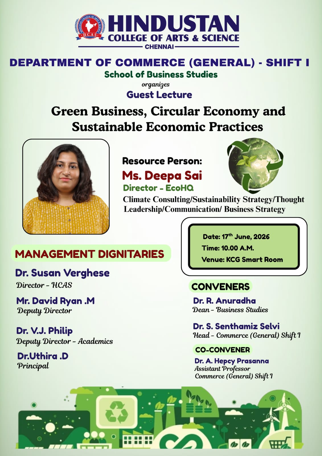 Guest lecture green business circular economy and sustainable economics practices on 17th June 2026
