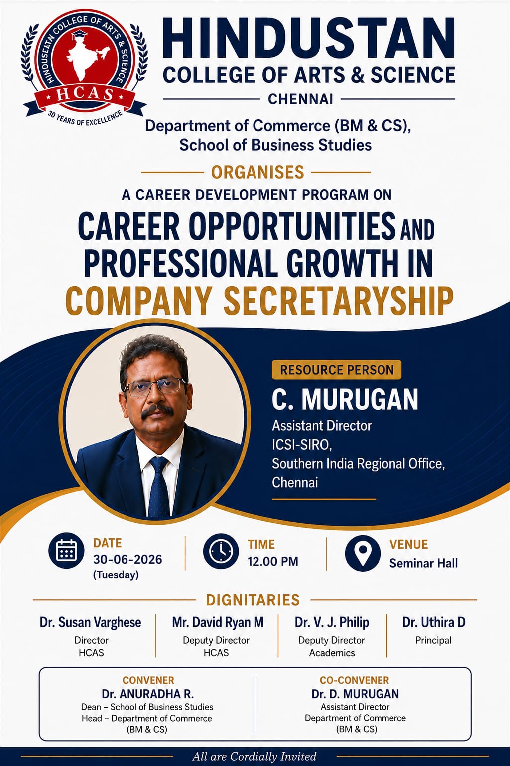 Career Opportunities and professional growth in company secretaryship held on 30th June 2026