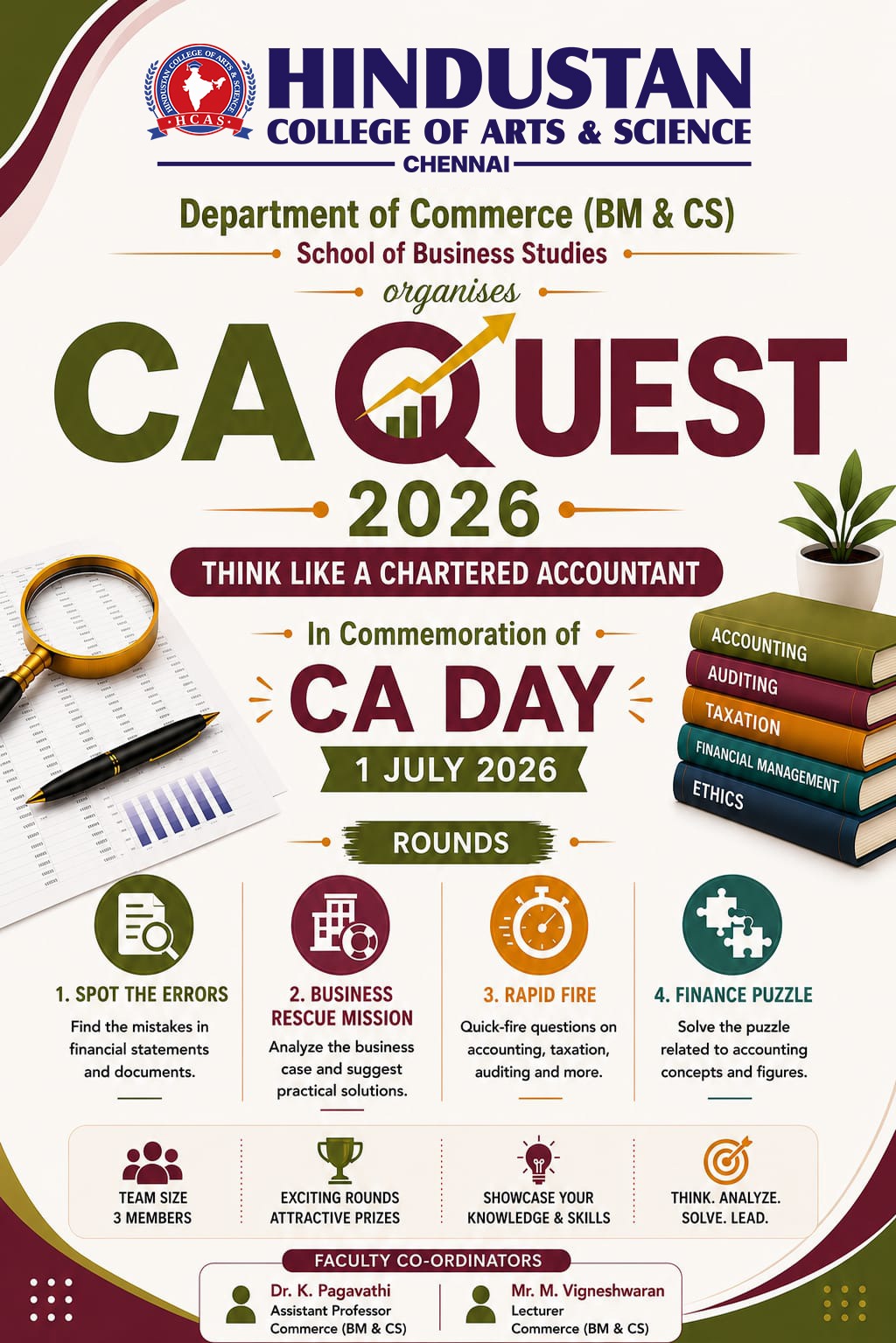 School of business studies organises CA Quest on 1st July 2026