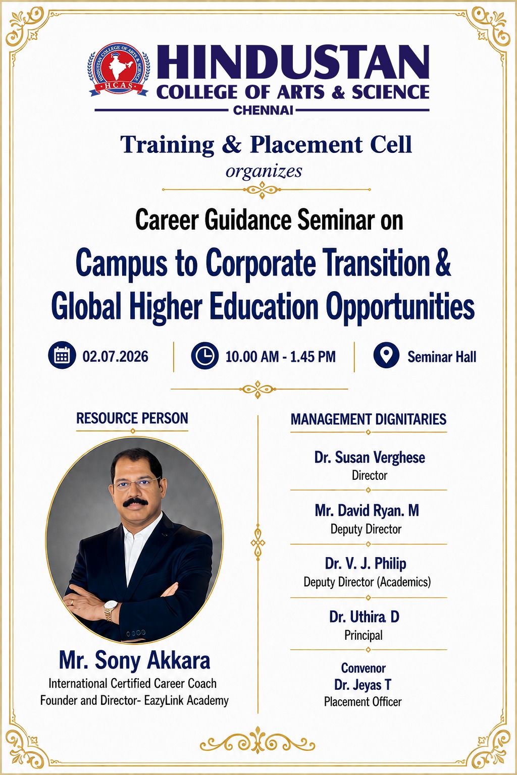 Career Guidance Seminar on "Campus to Corporate Transition & Global Higher Education Opportunities" on 2nd July 2026
