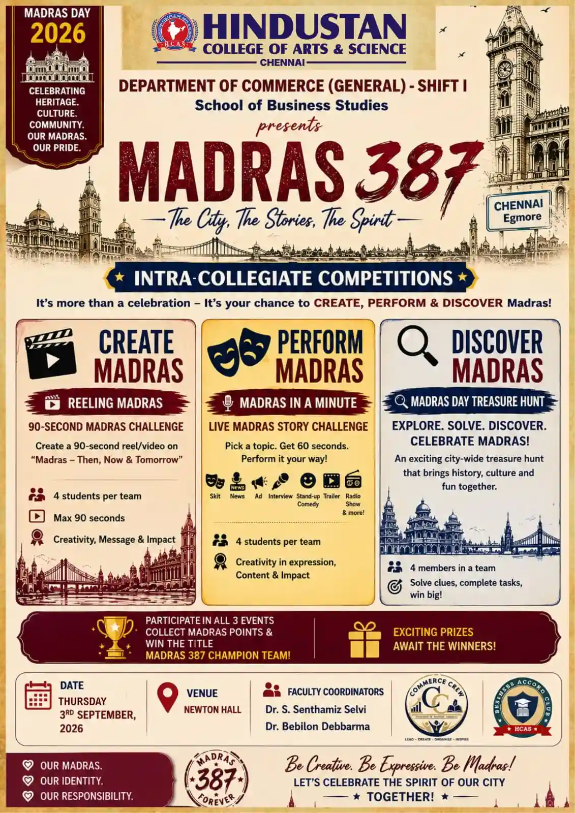 Madras 387 - Intra Collegiate competition on 3rd September 2026